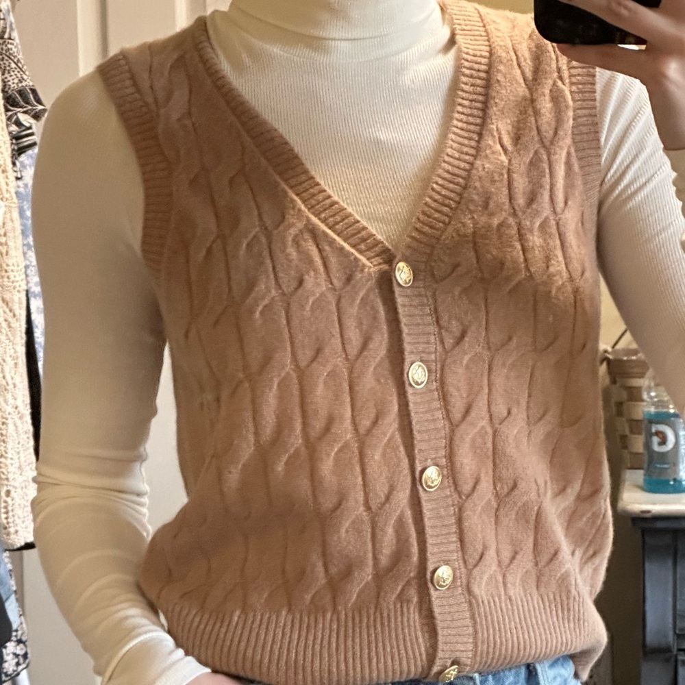 100% Cashmere Brown/Tan Sweater Vest